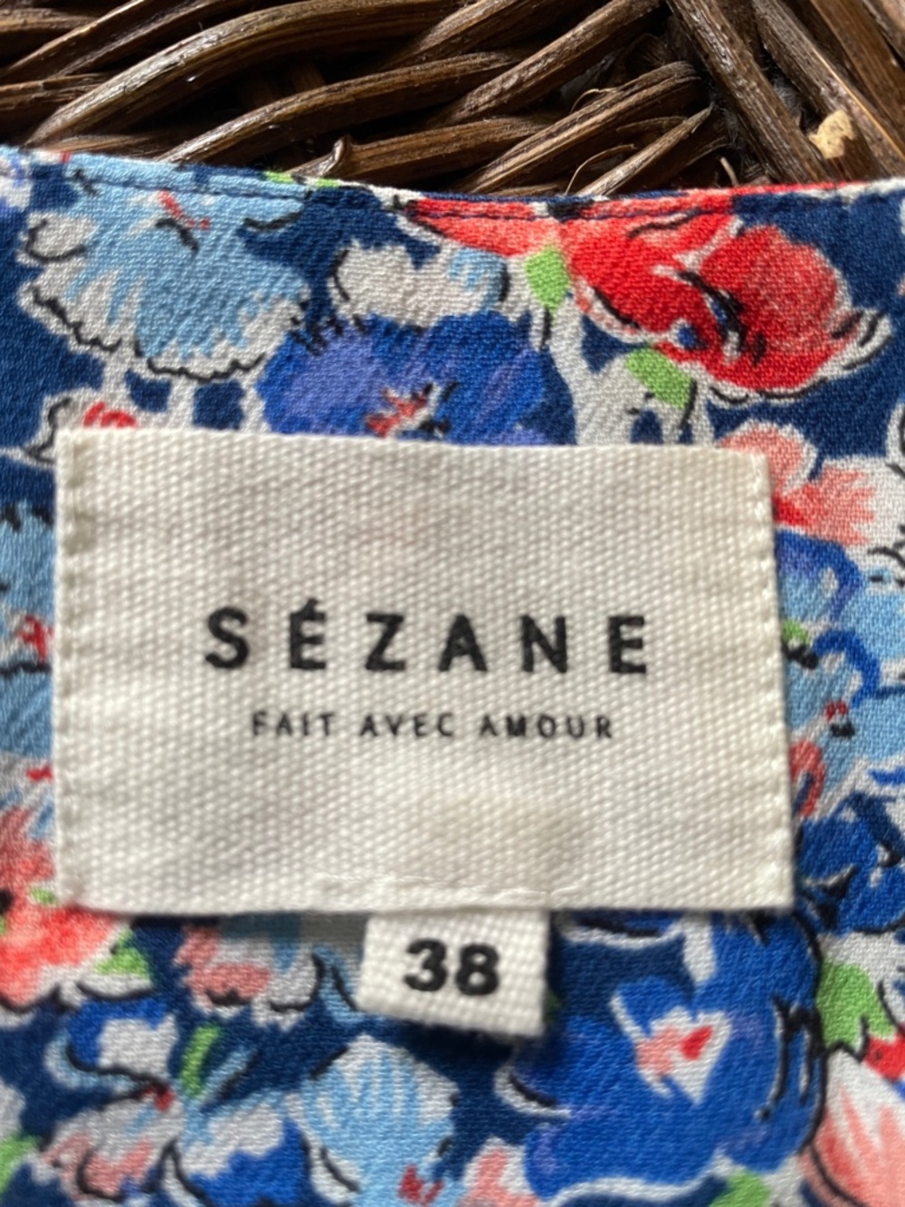 Floral Ruffle Mini Skirt in Navy with Coral & Light Blue Flowers - Picture 3 of 4